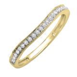 0.15 Carat (ctw) 10K Yellow Gold Round White Diamond Ladies Wedding Band Guard Ring