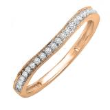 0.15 Carat (ctw) 14K Rose Gold Round White Diamond Ladies Wedding Band Guard Ring