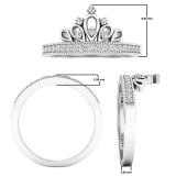 0.20 Carat (ctw) 10K White Gold Round White Diamond Ladies Bridal Crown Engagement Ring