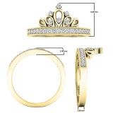 0.20 Carat (ctw) 10K Yellow Gold Round White Diamond Ladies Bridal Crown Engagement Ring