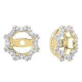 0.20 Carat (ctw) 18K Yellow Gold Round Diamond Removable Jackets For Stud Earrings 1/5 CT