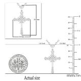 0.10 Carat (ctw) 10K White Gold Round White Diamond Cross Pendant 1/10 CT (Silver Chain Included)