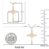0.10 Carat (ctw) 14K Rose Gold Round White Diamond Cross Pendant 1/10 CT (Silver Chain Included)