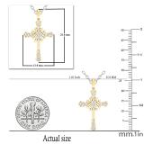 0.10 Carat (ctw) 18K Yellow Gold Round White Diamond Cross Pendant 1/10 CT (Silver Chain Included)