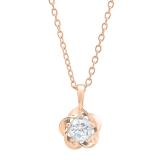 0.55 Carat (ctw) 10K Rose Gold Round Diamond Ladies Solitaire Pendant 1/2 CT