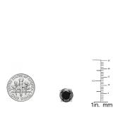 4.00 Carat (ctw) Sterling Silver Round Cut Black Diamond Ladies Stud Earrings