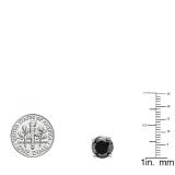 5.00 Carat (ctw) Sterling Silver Round Cut Black Diamond Ladies Stud Earrings