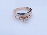 1.15 Carat (ctw) Round Diamond Ladies Engagement Ring Set With Matching Band 18K Rose Gold