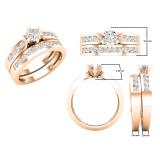 1.15 Carat (ctw) Round Diamond Ladies Engagement Ring Set With Matching Band 18K Rose Gold