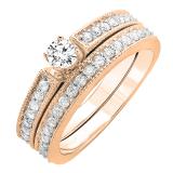 0.48 Carat (ctw) 10K Rose Gold Round White Diamond Ladies Engagement Ring Set 1/2 CT