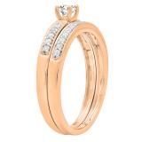 0.48 Carat (ctw) 10K Rose Gold Round White Diamond Ladies Engagement Ring Set 1/2 CT