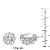 0.98 Carat (ctw) 10K White Gold Round White Diamond Ladies 3 Stone Engagement Ring Set 1 CT