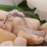 0.98 Carat (ctw) 10K White Gold Round White Diamond Ladies 3 Stone Engagement Ring Set 1 CT