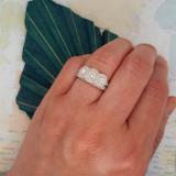 0.98 Carat (ctw) 10K White Gold Round White Diamond Ladies 3 Stone Engagement Ring Set 1 CT