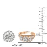 0.98 Carat (ctw) 14K Rose Gold Round White Diamond Ladies 3 Stone Engagement Ring Set 1 CT