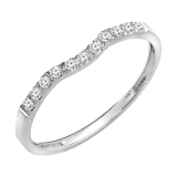 0.15 Carat (cttw) Round White Diamond Ladies Wedding Stackable Contour Guard Band 10K White Gold