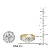 0.98 Carat (ctw) 10K Yellow Gold Round White Diamond Ladies Heart Shape Engagement Ring Set 1 CT