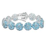 Sterling Silver Pear & Round Blue Topaz Ladies Tennis Bracelet (7.25 Inch Length x 14.5 MM Wide)