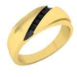 0.15 Carat (ctw) 10K Yellow Gold Round Black Diamond Men's Wedding Band