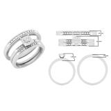 0.10 Carat (ctw) 10K White Gold Round White Diamond Ladie's & Men's Trio Set 1/10 CT