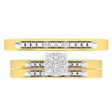 0.10 Carat (ctw) 10K Yellow Gold Round White Diamond Ladie's & Men's Trio Set 1/10 CT