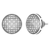 0.35 Carat (ctw) Sterling Silver Round Diamond Mens Ladies Unisex Hip Hop Stud Earrings 1/3 CT