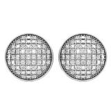 0.35 Carat (ctw) Sterling Silver Round Diamond Mens Ladies Unisex Hip Hop Stud Earrings 1/3 CT