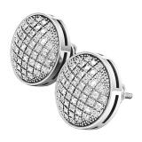 0.35 Carat (ctw) Sterling Silver Round Diamond Mens Ladies Unisex Hip Hop Stud Earrings 1/3 CT