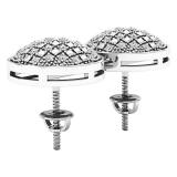 0.35 Carat (ctw) Sterling Silver Round Diamond Mens Ladies Unisex Hip Hop Stud Earrings 1/3 CT