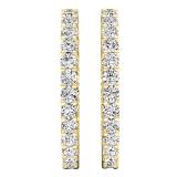 2.95 Carat (ctw) 14K Yellow Gold Round White Diamond Ladies Fine In And Out Hoop Earrings