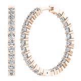 2.95 Carat (ctw) 18K Rose Gold Round White Diamond Ladies Fine In And Out Hoop Earrings