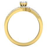 0.35 Carat (ctw) 10K Yellow Gold Marquise Baguette & Round Diamond Bridal Ring Set 1/3 CT