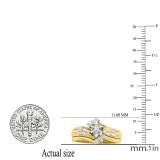 0.35 Carat (ctw) 10K Yellow Gold Marquise Baguette & Round Diamond Bridal Ring Set 1/3 CT