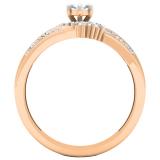 0.35 Carat (ctw) 14K Rose Gold Marquise Baguette & Round Diamond Bridal Ring Set 1/3 CT
