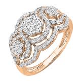 1.50 CT Round White Diamond Ladies Cluster Flower Engagement Ring 14K Rose Gold