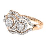 1.50 CT Round White Diamond Ladies Cluster Flower Engagement Ring 14K Rose Gold