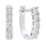 0.15 Carat (ctw) Sterling Silver Round White Diamond Ladies Hoop Earrings