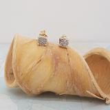 0.11 Carat (ctw) 14K Yellow Gold Round Diamond Ladies Illusion Cluster Style Stud Earrings 1/10 CT