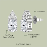 1.76 Cttw Oval & Round Cubic Zirconia Filigree Solitaire Stud Earrings, 925 Sterling Silver in Push Back