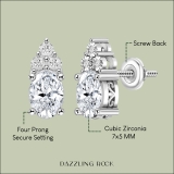 1.76 Cttw Oval & Round Cubic Zirconia Filigree Solitaire Stud Earrings, 925 Sterling Silver in Screw Back