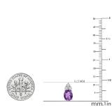 Sterling Silver 7X5 MM Each Oval Amethyst & Round White Diamond Ladies Stud Earrings