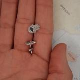 0.03 Carat (ctw) Sterling Silver Round White & Blue Diamond Ladies Hamsa Earrings