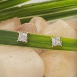0.20 Carat (ctw) 10K White Gold Princess White Diamond Ladies Stud Earrings 1/5 CT