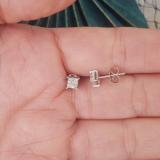 0.20 Carat (ctw) 10K White Gold Princess White Diamond Ladies Stud Earrings 1/5 CT
