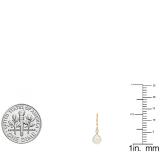 10K Yellow Gold 7.5 MM Each Round Pearl & White Diamond Ladies Dangling Drop Earrings