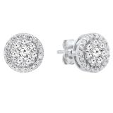 0.50 Carat (ctw) 10K White Gold Round White Diamond Ladies Cluster Stud Earrings 1/2 CT