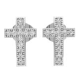 0.10 Carat (ctw) 10K White Gold Round White Diamond Ladies Cross Stud Earrings 1/10 CT