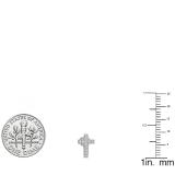 0.10 Carat (ctw) 10K White Gold Round White Diamond Ladies Cross Stud Earrings 1/10 CT