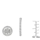 2.00 Carat (ctw) 10K White Gold Round White Diamond Ladies Hoop Earrings 2 CT
