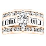 2.35 Carat (ctw) 14K Rose Gold Round Baguette & Marquise Diamond Ladies Bridal Engagement Ring